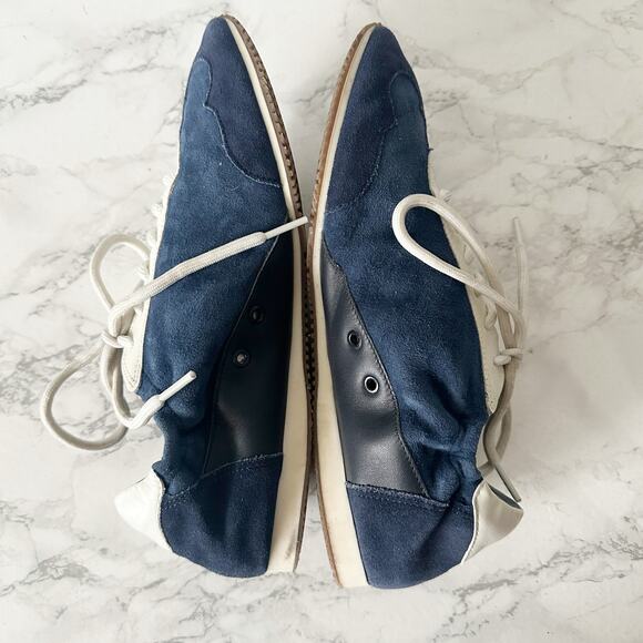 Tory Burch Navy Suede & Leather White Laces Low Top Sneaker Women’s Size 9 - Picture 6 of 12